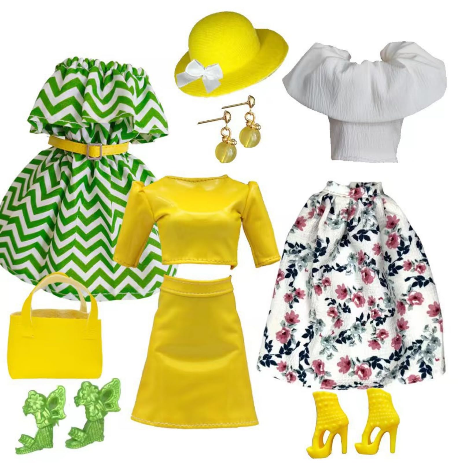 Vestito Moda Giocattolo Squisito per Servizi Fotografici , Giallo, Verde, Bianco