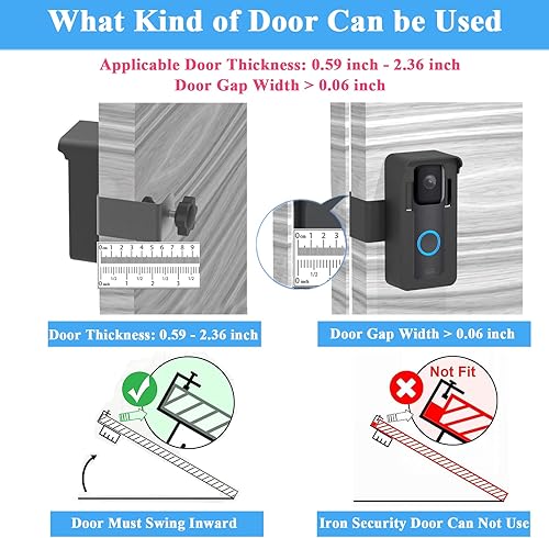 Miniatura 5 de Soporte antirrobo para timbre intermitente, kit de montaje en ángulo ajustable (hasta 110 grados de inclinación) para timbre de video Blink y