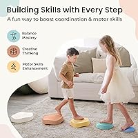 Vista 5 de Tiny Land Piedras para pisar para niños, 5 piezas Piedras antideslizantes para niños pequeños, Piedras sensoriales para promover el equilibrio