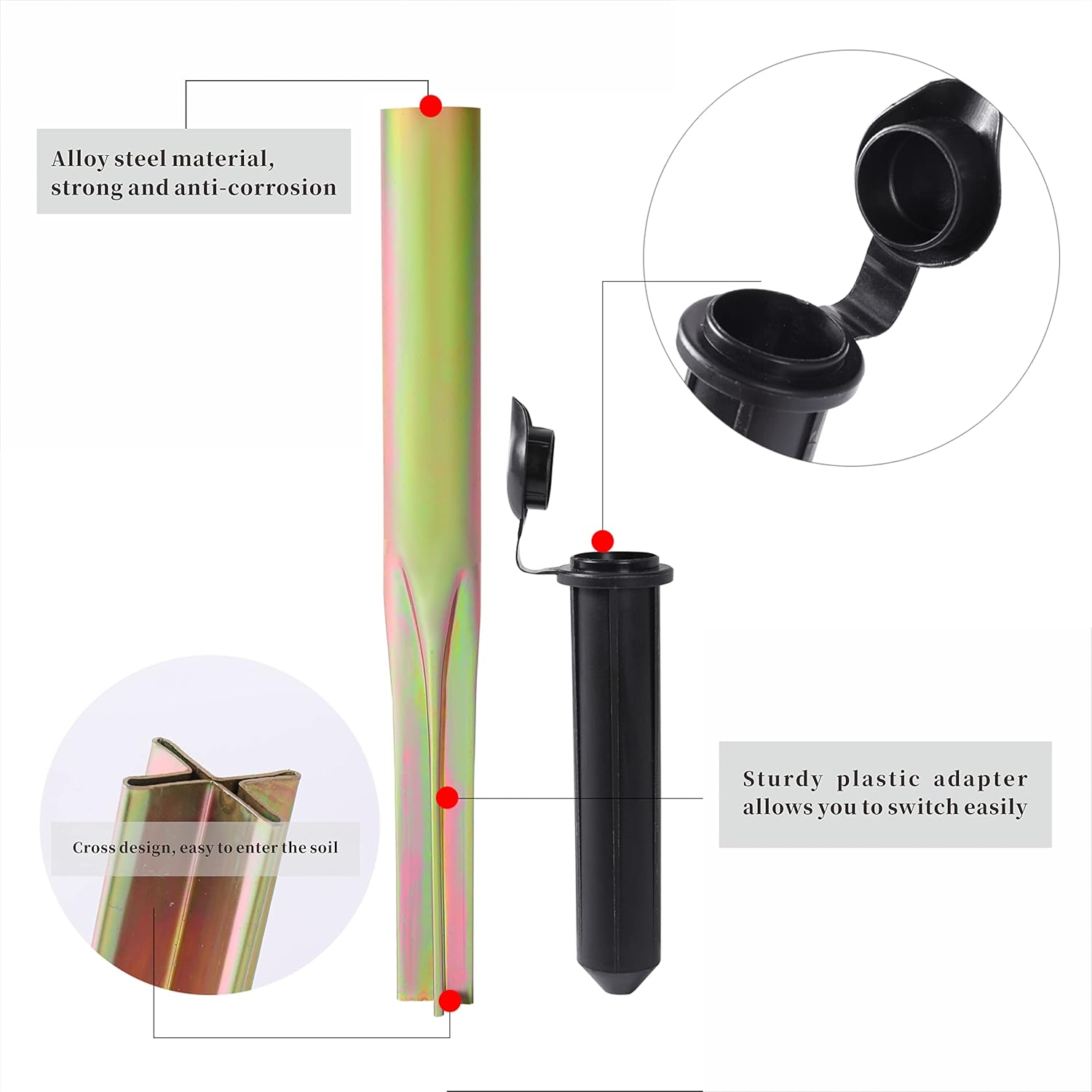 Washing Line Spike, Heavy Duty Ground Metal Spike for Rotary Washing