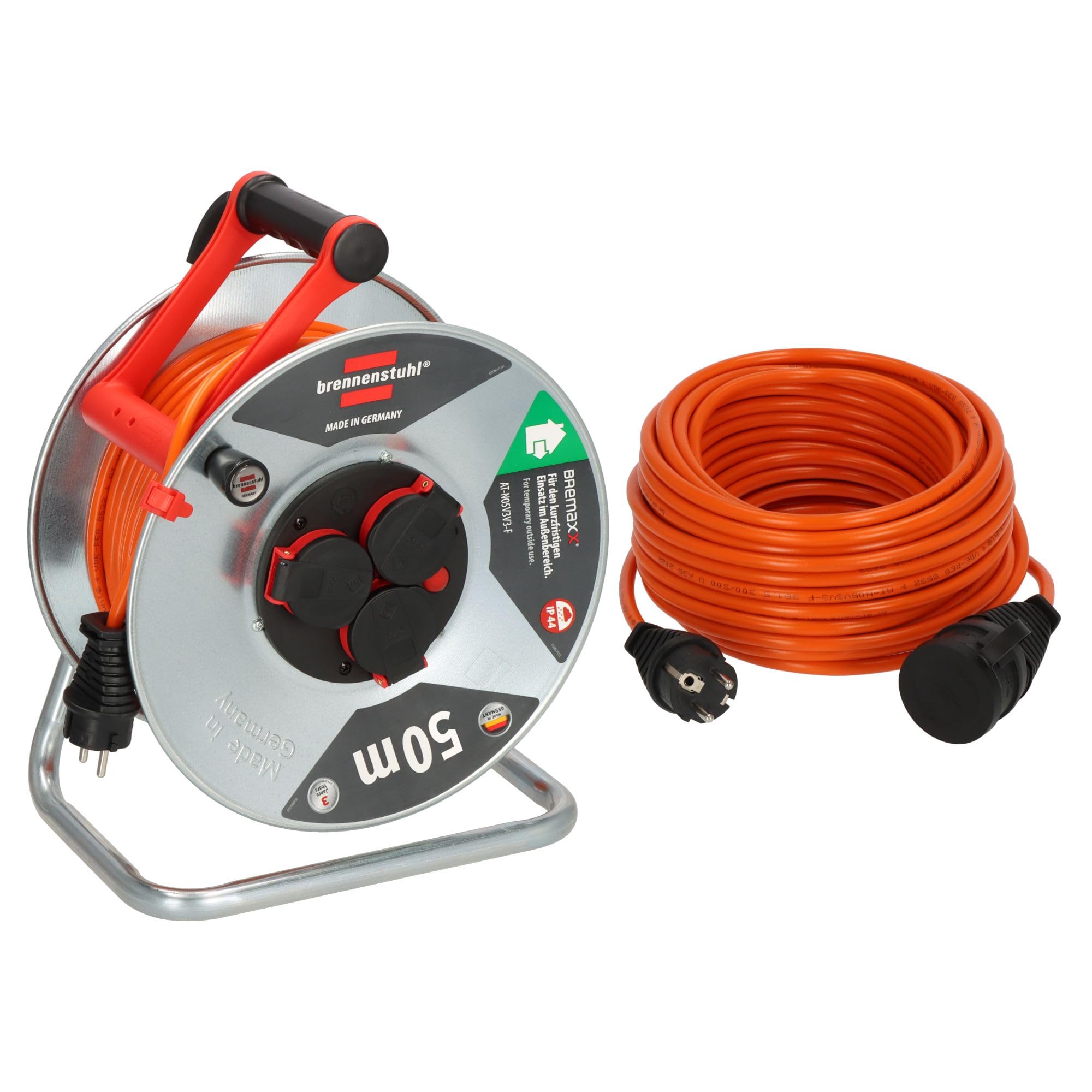 Brennenstuhl Garant S V2 IP44 Kabeltrommel 50m outdoor & BREMAXX® Verlängerungskabel V2 außen 25m