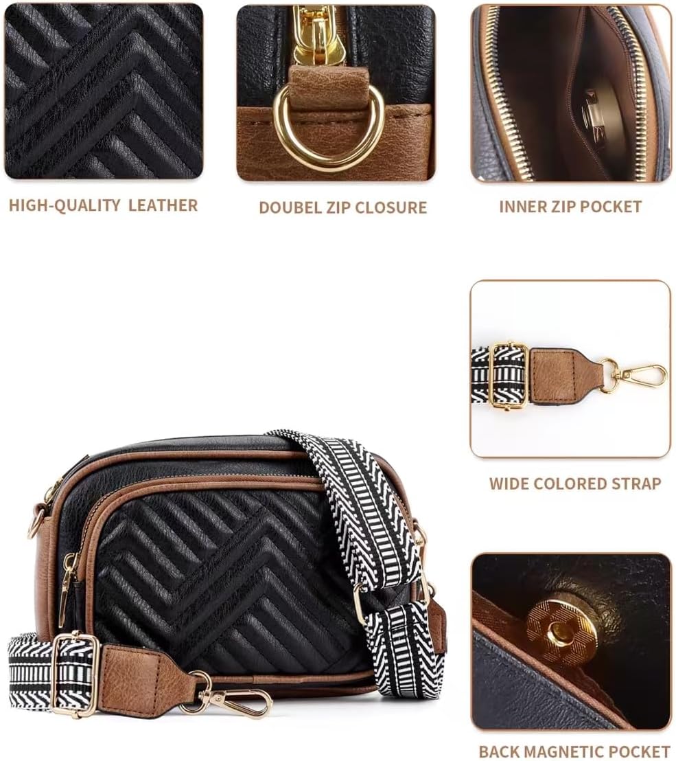 Quilted Crossbody Bags Purse for Women Small Vegan Leather Shoulder Handbags Purses with Two Straps | Quilted, Purse, Small, Vegan Leather, Purses, with Two Straps - Image 4