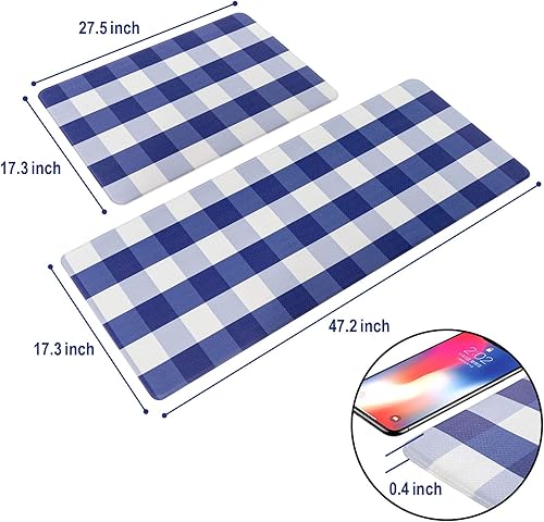 Miniatura 3 de Carvapet Buffalo - Tapete de cocina a cuadros, 2 piezas, acolchado, antifatiga, impermeable, antideslizante, de PVC, ergonómico, cómodo, para