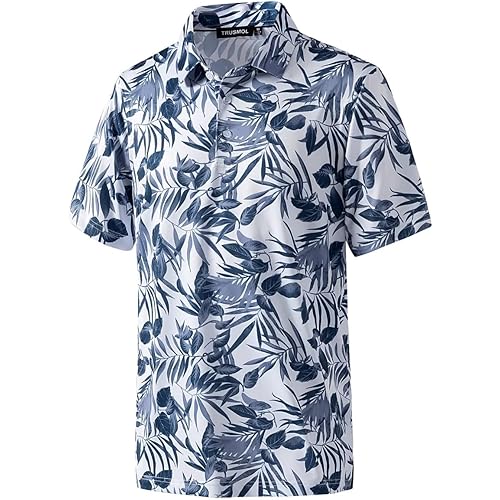 Golf Shirts for Men Dry Fit Performance Print Short Sleeve Moisture Wicking Golf Polo Shirts