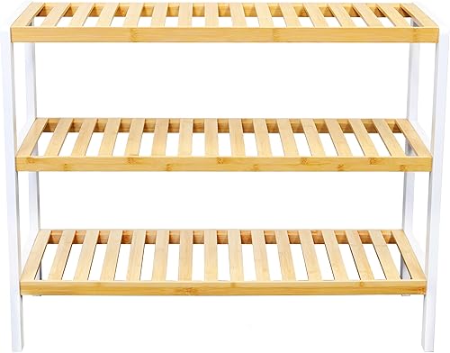 RoyalHouse Zapatero de bambú, organizador de zapatos de 3 niveles, zapatero perfecto para sala de estar, armario, entrada, dormitorio