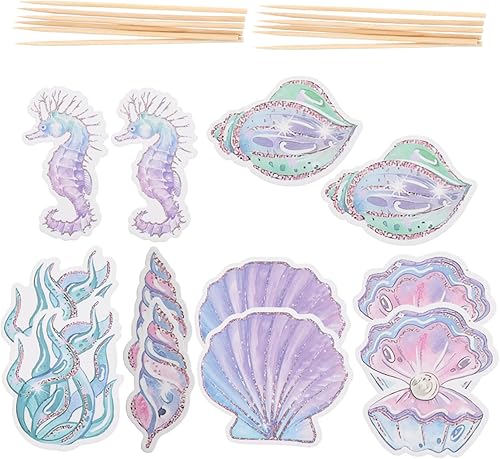 Miniatura 8 de Gadpiparty 60 Pcs Mermaid Cake Insert Mermaid Theme Birthday Decorations Ocean Party Appetizer Picks Mermaid Cupcake Topper Under The Sea Cupcake