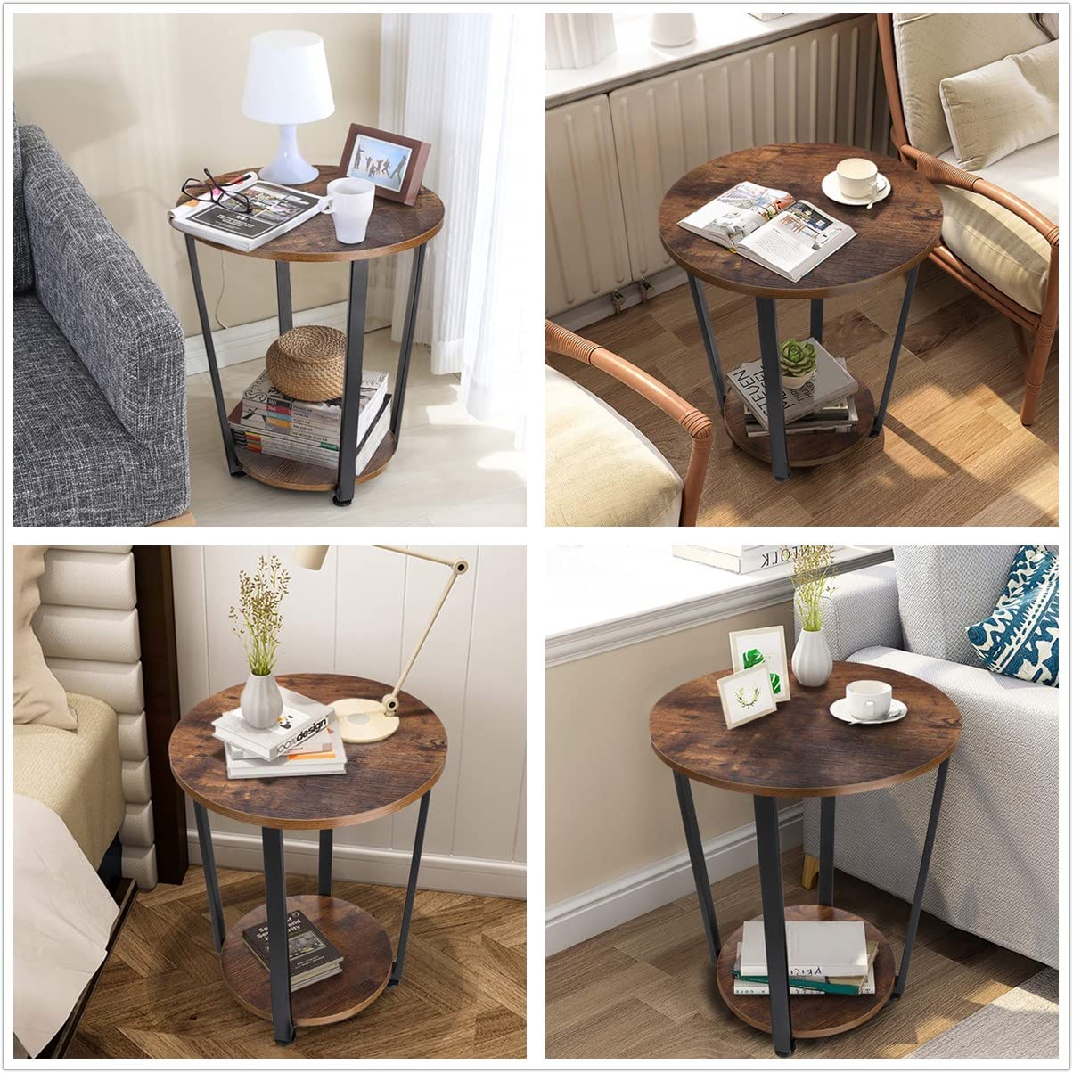 ファブリック 収納付き サイドテーブル ラウンド収納付き 【公式通販】