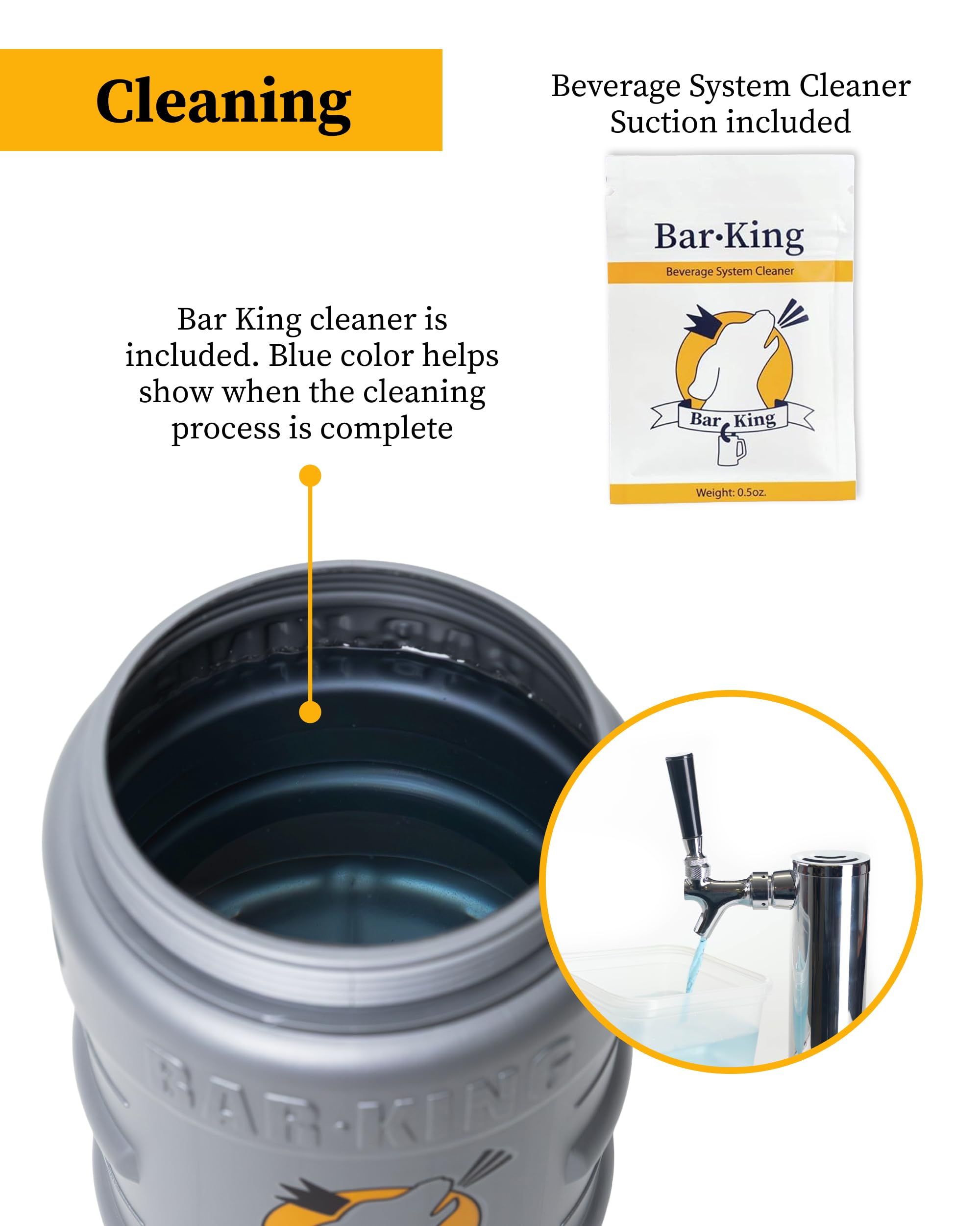 Bar-King Kit de limpieza Kegerator de conexión rápida con 32 paquetes de limpieza. Limpiar tus líneas de cerveza ahora es tan fácil como cambiar un barril. (Estándar con 32 paquetes)