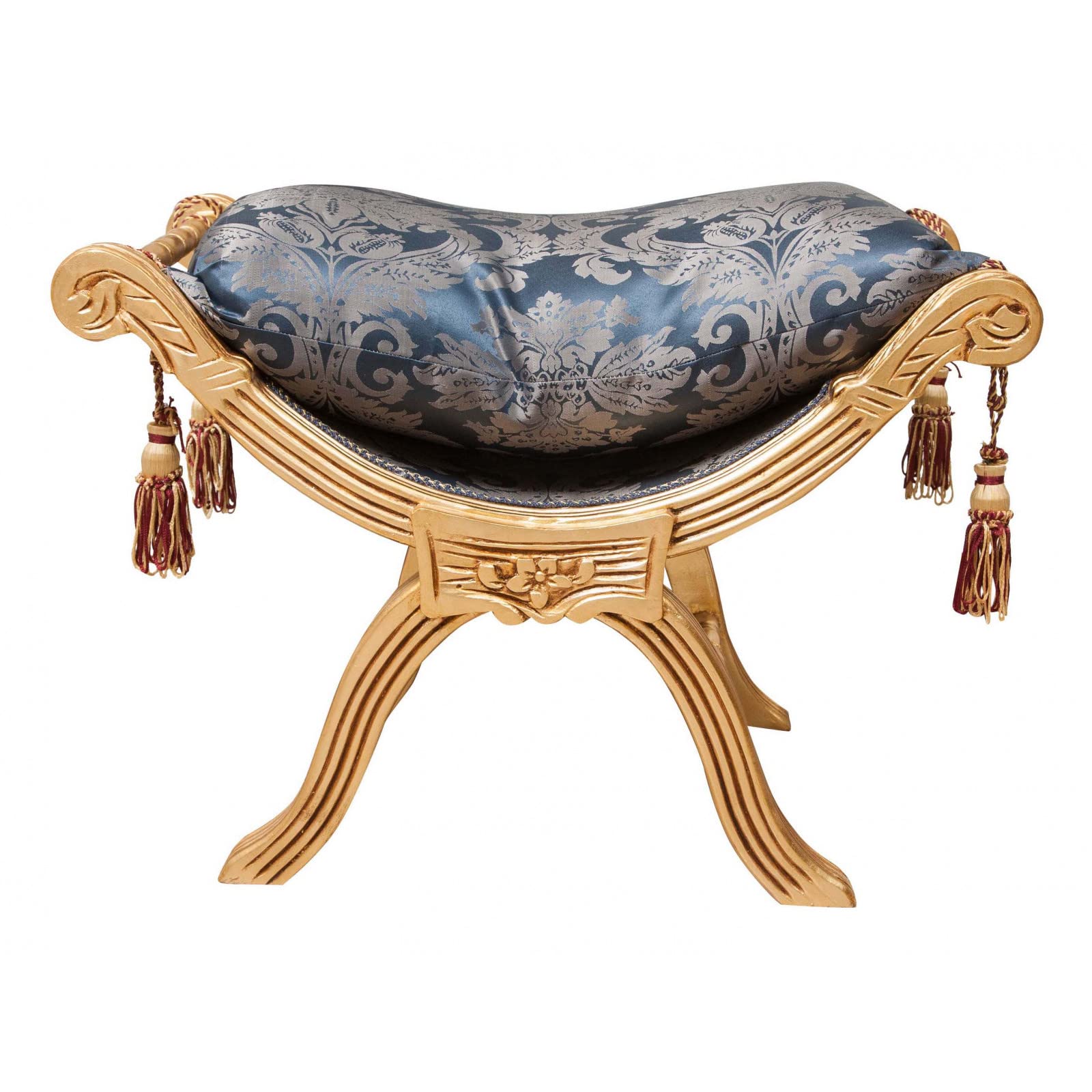 Biscottini Sillón Dormitorio 75x45x53 cm | Banco de Entrada Estilo Louis XVI | Banco Inferior Cama y reposapiés | Muebles barrocos
