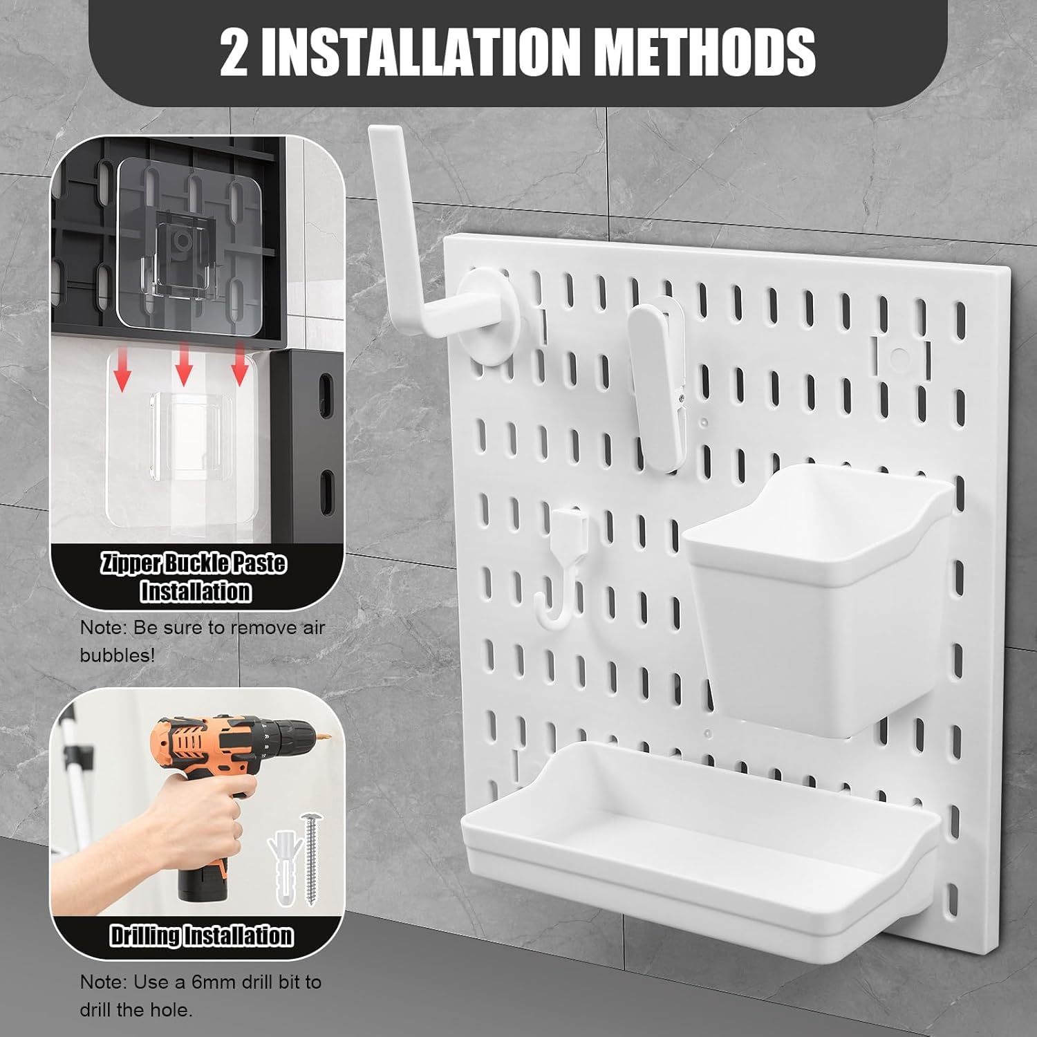 Stecktafel Set mit 4 Stecktafeln (30x30cm) + 20 Zubehör für Raumaufbewahrung, Organisation und Dekoration, Freie Kombination und Einfache Installation (Weiß)