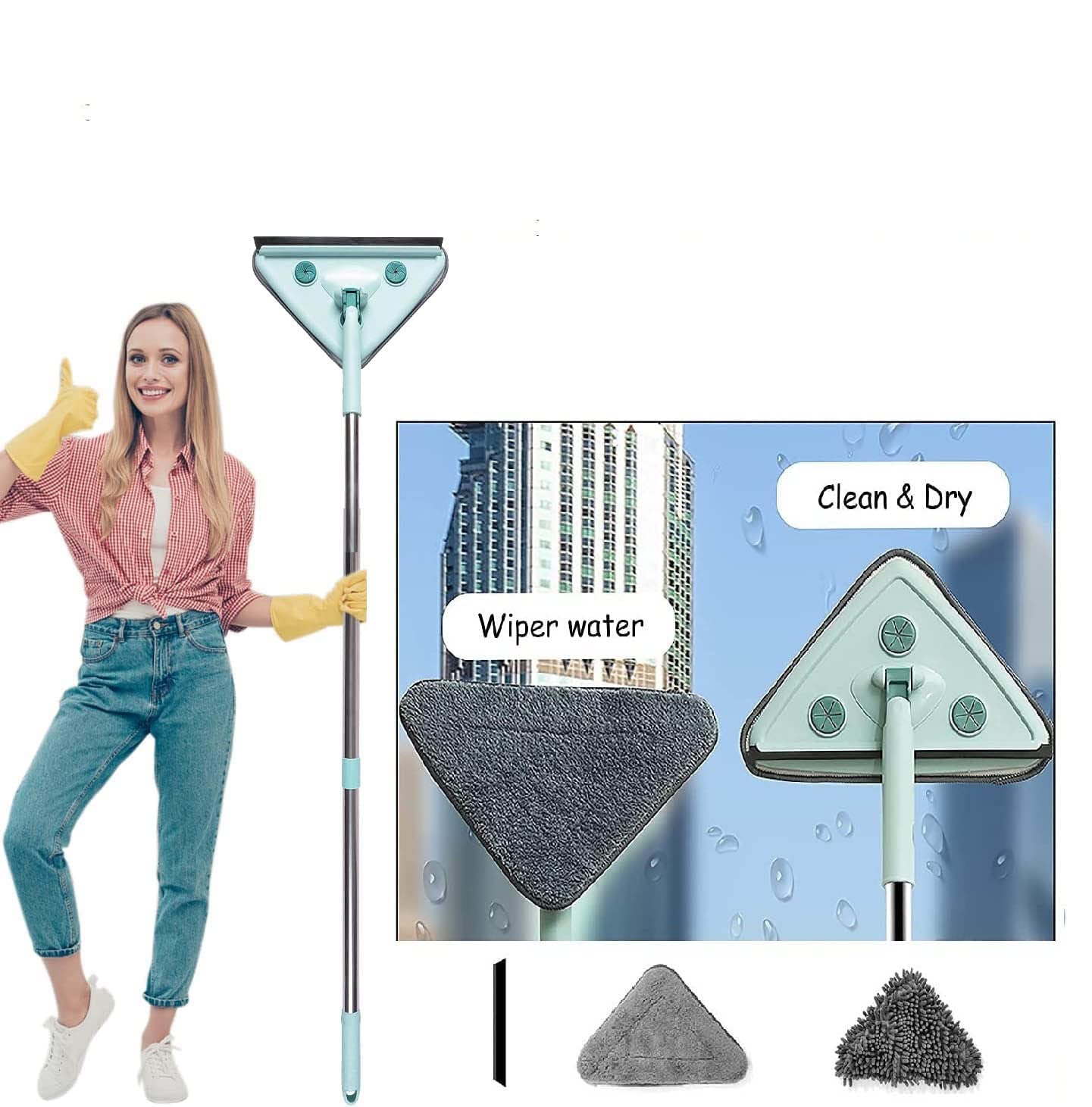 Deoxys Wall Mop Wall mop Cleaner with Long Handle, 360 Degree Rotatable Adjustable Triangle Deep Cleaning Mop Window Cleaner Detachable Rod Floor Ceiling Wall Glass Wiper Cleaning Tool (B0C3GXQJZN) Amazon Price History, Amazon Price Tracker