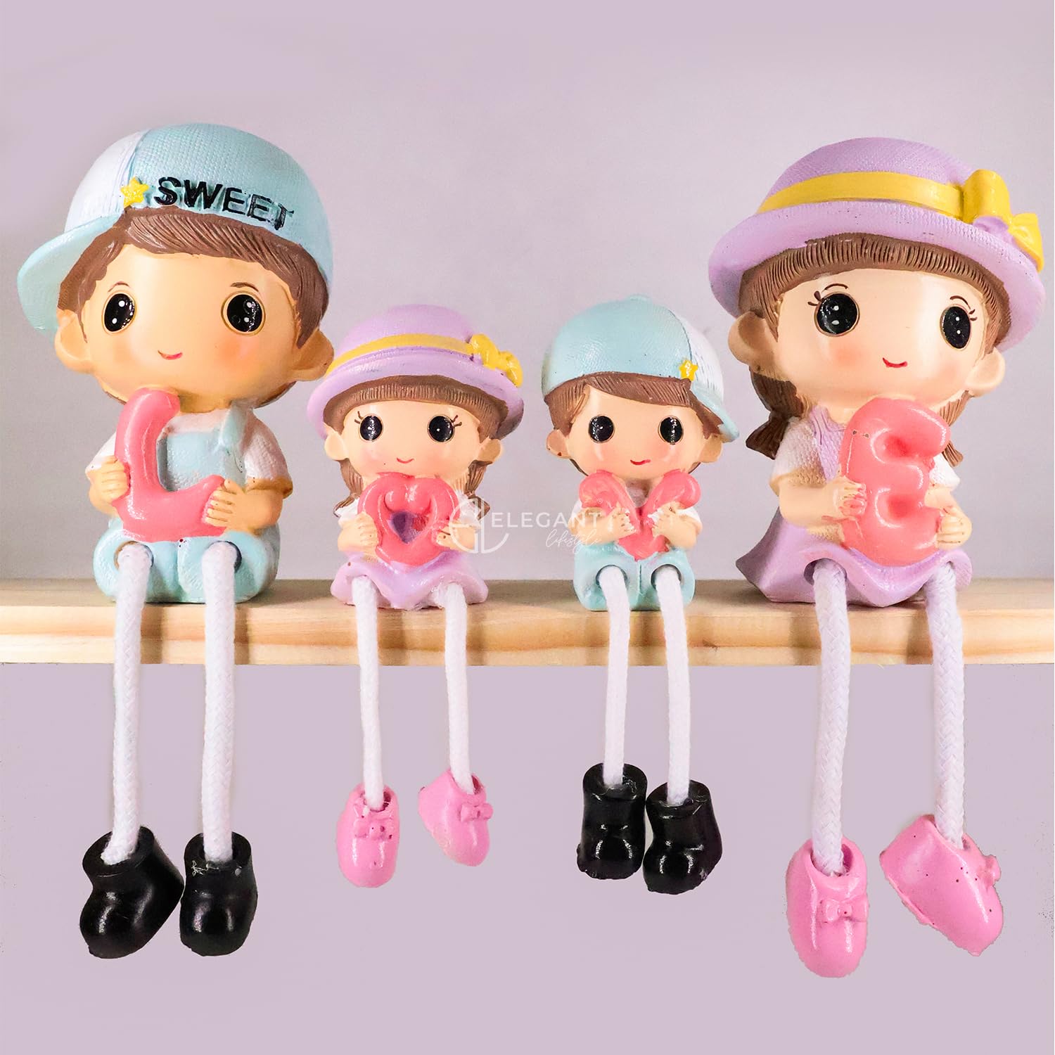 Adorable Family Figurines - Cute Couple & Kids Decor -2