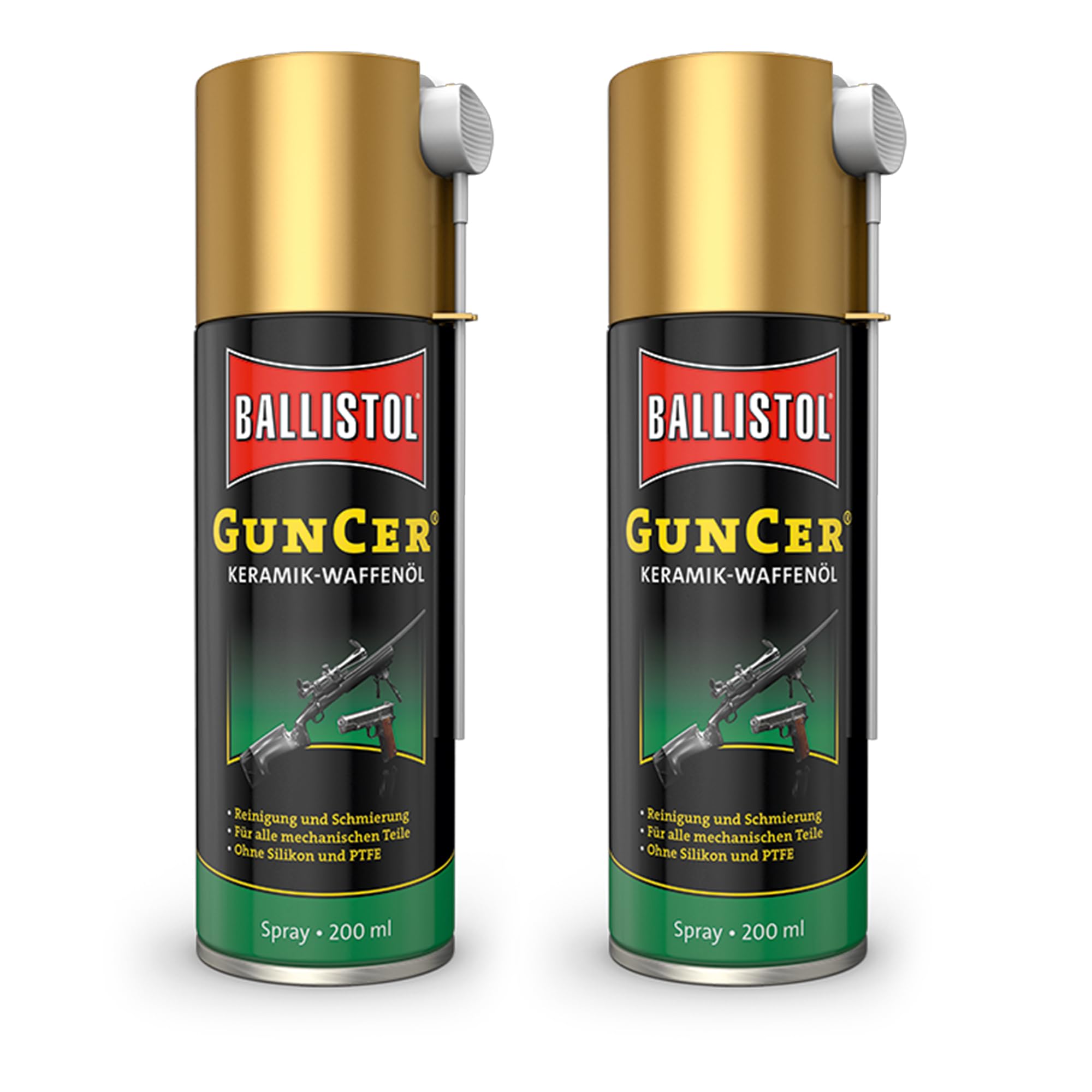 ELITE BBQ passend für Ballistol GunCer Keramik-Waffenöl Spray 2er Set (2X 200ml) – Hochleistungs-Schmierung & Reinigung – Für alle mechanischen Teile – Ohne Silikon & PTFE – Profi-Waffenpflege
