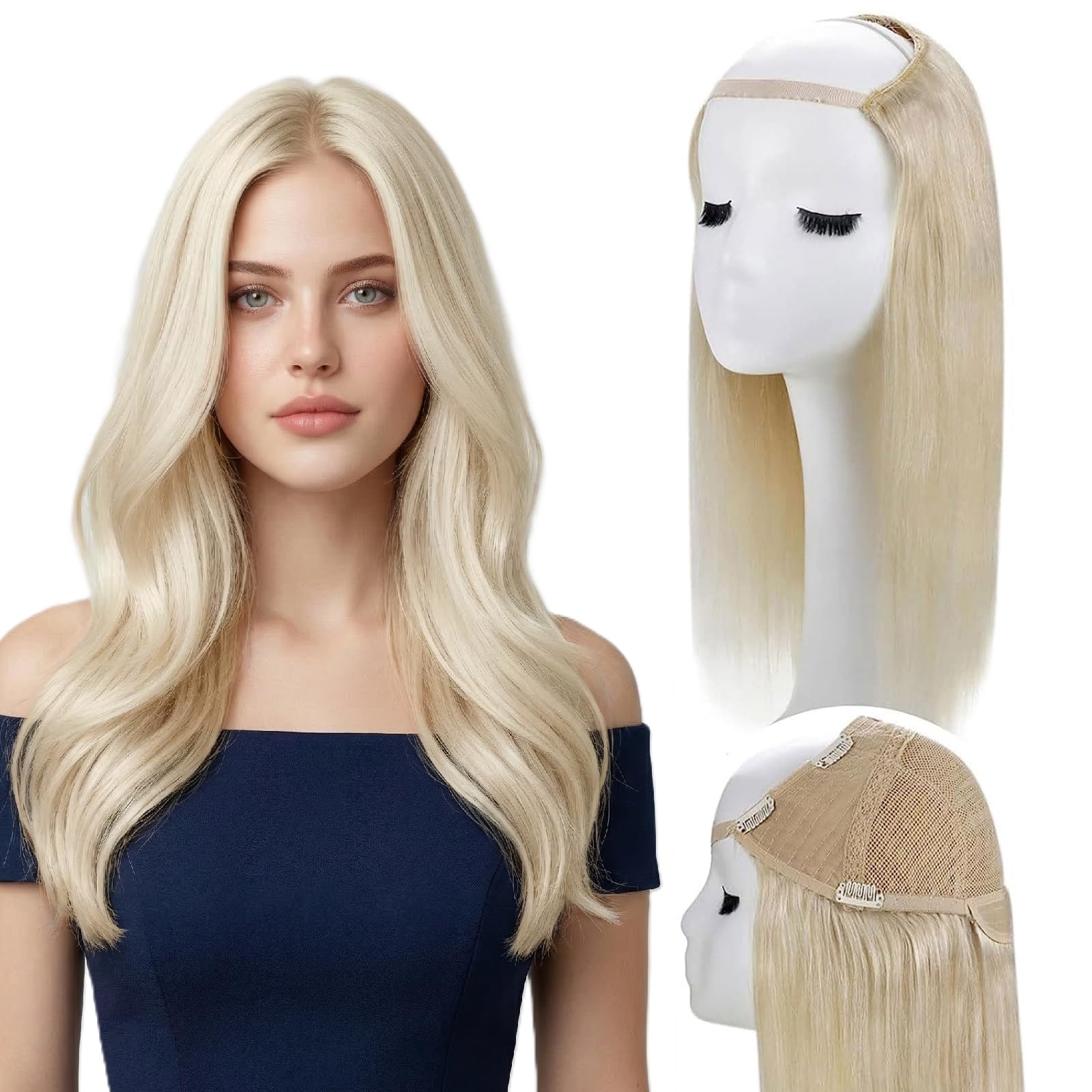 FREE WIG CAP  blonde human hair Blende Long Wig LACE FRONT WIG HUMAN HAIR BLENDED HIGHLIGHTS BLONDE | eBay main image 3