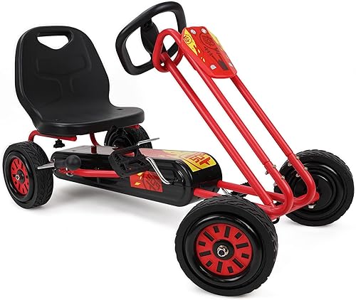 509 Crew Rocket Pedal Go Kart - Rojo Pedal de coche Juguetes para niños y niñas con asiento ergonómico ajustable y manejo afilado a partir de 4