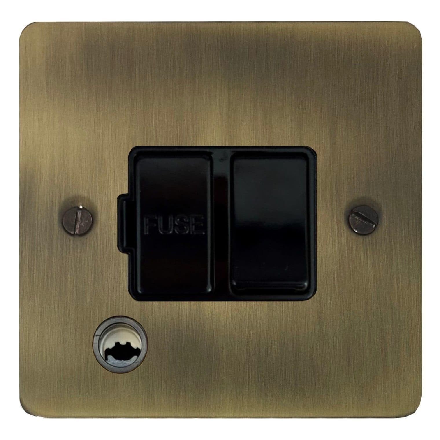 G&H Brassware Light G&H Flab56b Flat Plate Antique Brass 1 Gang Fused Spur 13A Switched & Flex Outlet