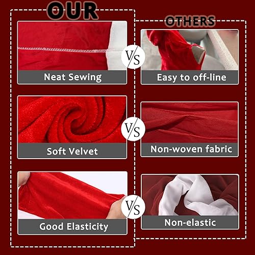 Miniatura 9 de VADOO Fundas para sillas de Navidad, 4 fundas para sillas de comedor con sombrero de Papá Noel, fundas para respaldo de silla de Navidad con 4