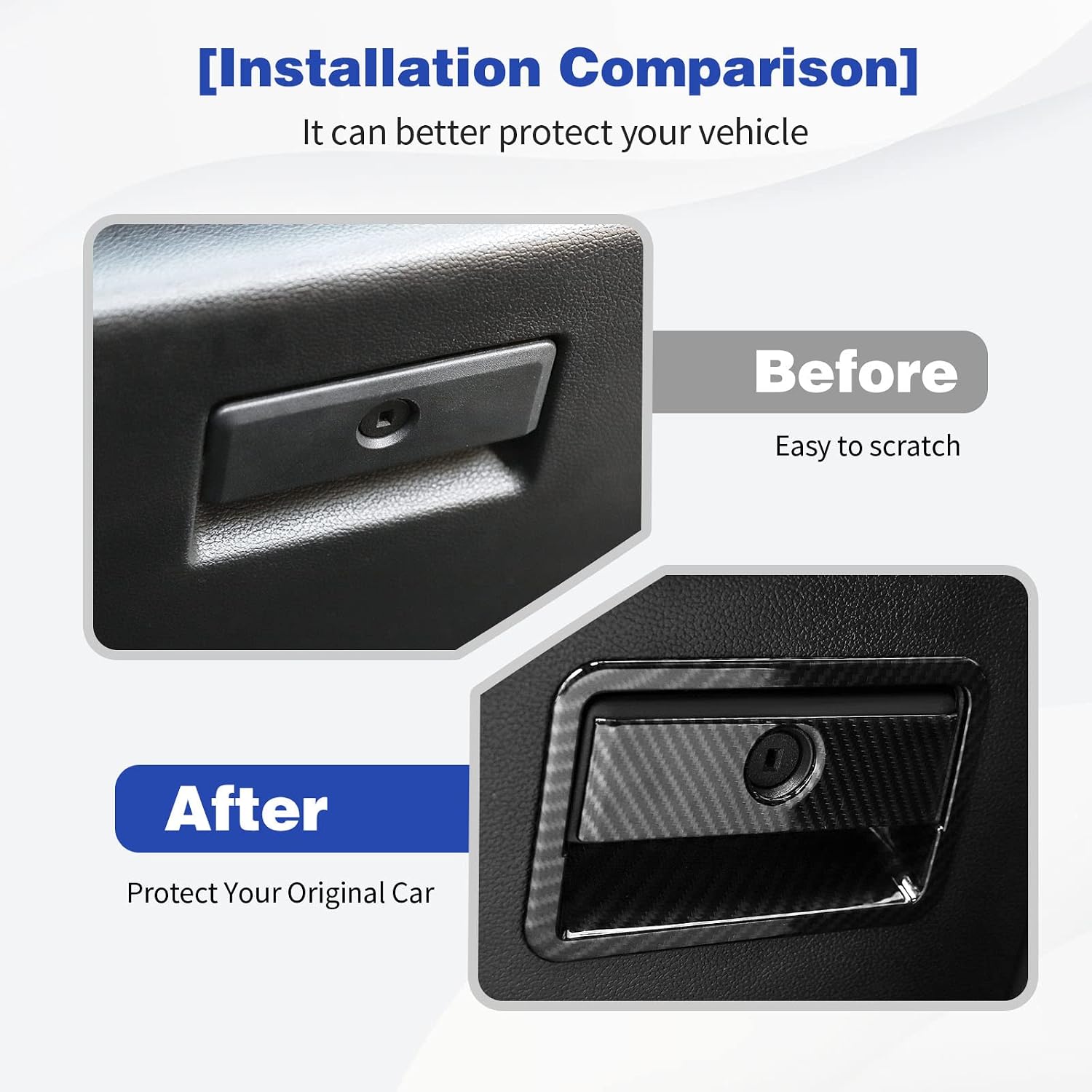 for F150 Glove Box Latch Handle Cover Trim Compatible with Ford F150 2015-2020 Carbon Fiber Interior Accessories