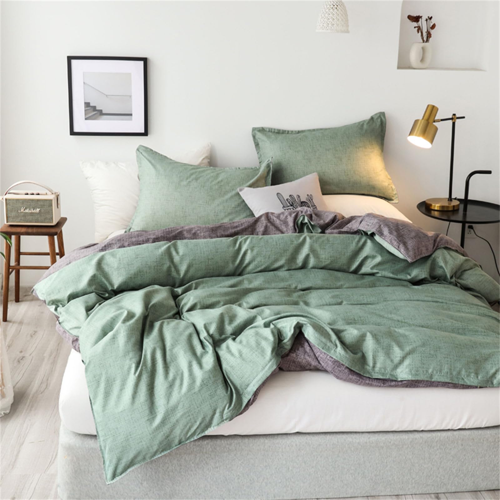 Odot 3 Pezzi Set Biancheria da Letto, Set di Biancheria da Letto con Copripiumini e 2 Federe 48x74cm, Set Copripiumino per Singolo Matrimoniale King (220x240cm,Plaid Blu
