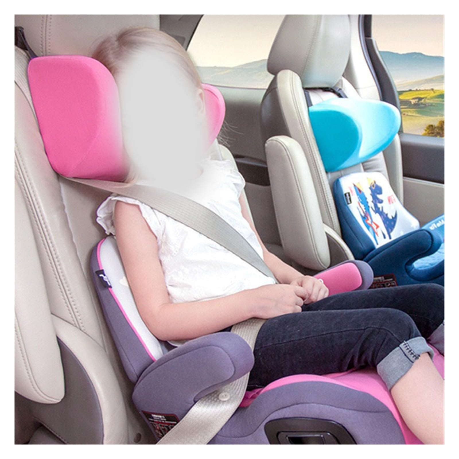 SSIMOO Reposacabezas de Coche Espuma viscoelástica Asiento de Coche Reposacabezas Asiento de Seguridad Almohada for el Cuello Almohada for el Cuello del Coche Accesorios for el Interior del Coche (Co