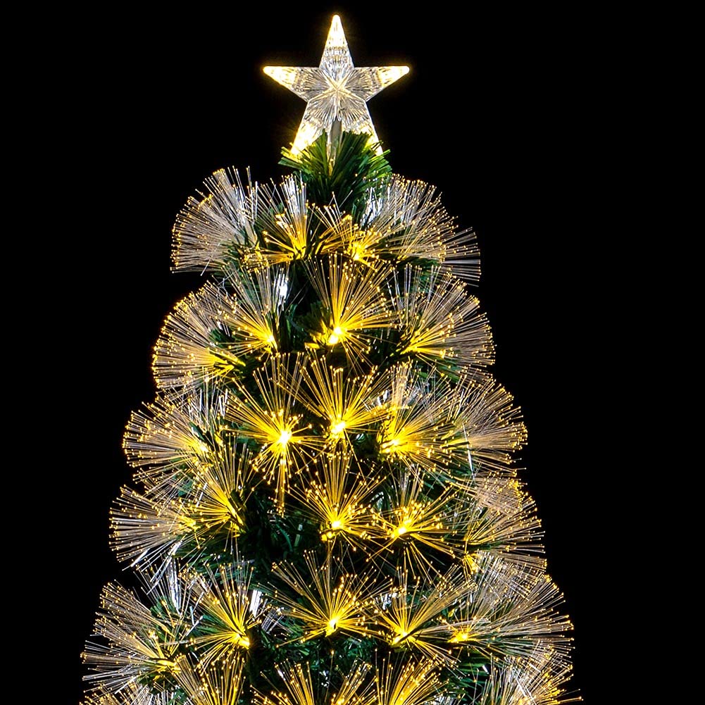 Bakaji Albero di Natale Luminoso Altezza 60 cm con 65 Luci Bianco Caldo Decorazioni Natalizie da Esterno e Interno Addobbi Natalizi Design Moderno Elegante Base a Croce (60 cm)