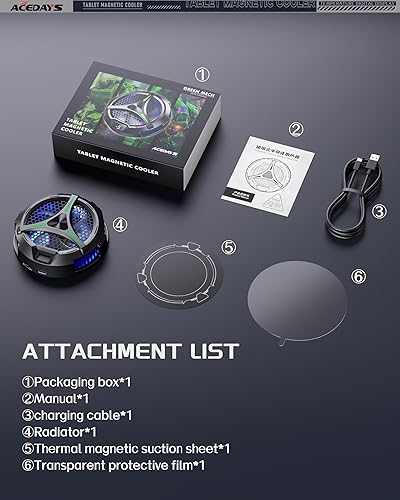 Miniatura 7 de Enfriador magnético para iPad, enfriador de tableta para iPadSurface ProSamsung Tab, radiador universal con pantalla de temperatura para juegos