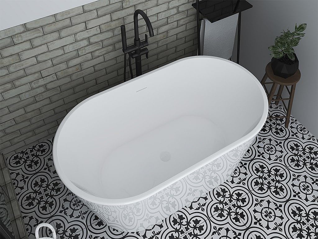 Vente-unique - Vasca da bagno freestanding 1 posto Apogon - acrilico - bianco