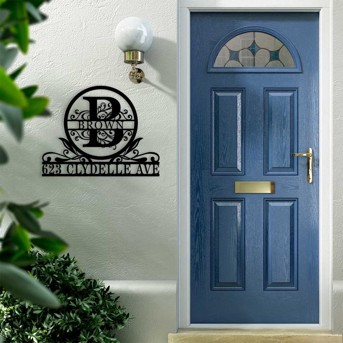 Custom House Number Sign, Personalized Address Sign with Last Name, Personalized Metal Sign, Outdoor Address Metal Sign, Address Plaque Initial Split Letter Monogram Sign, Housewarming Gift