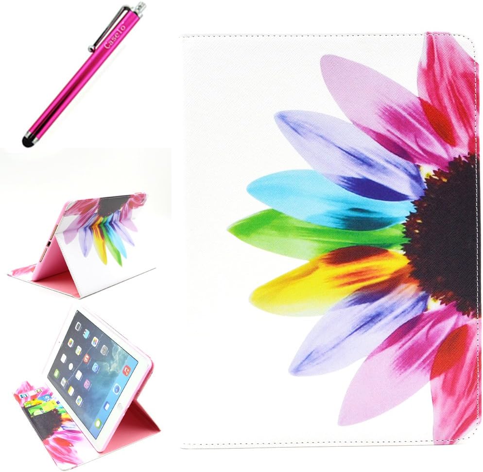 iPad AIR 2 Case, JCmax Protective Cover New Colorful Premium Flip Folio Style Foldable Side [Card Slots] [Durable Cover] [Kickstand Function] PU Leather Wallet Case Cover Smart Skin For AppleiPad Air 2 (iPad 6, 6th Generation released 2014), Come with one free Stylus -[Floral Pattern]