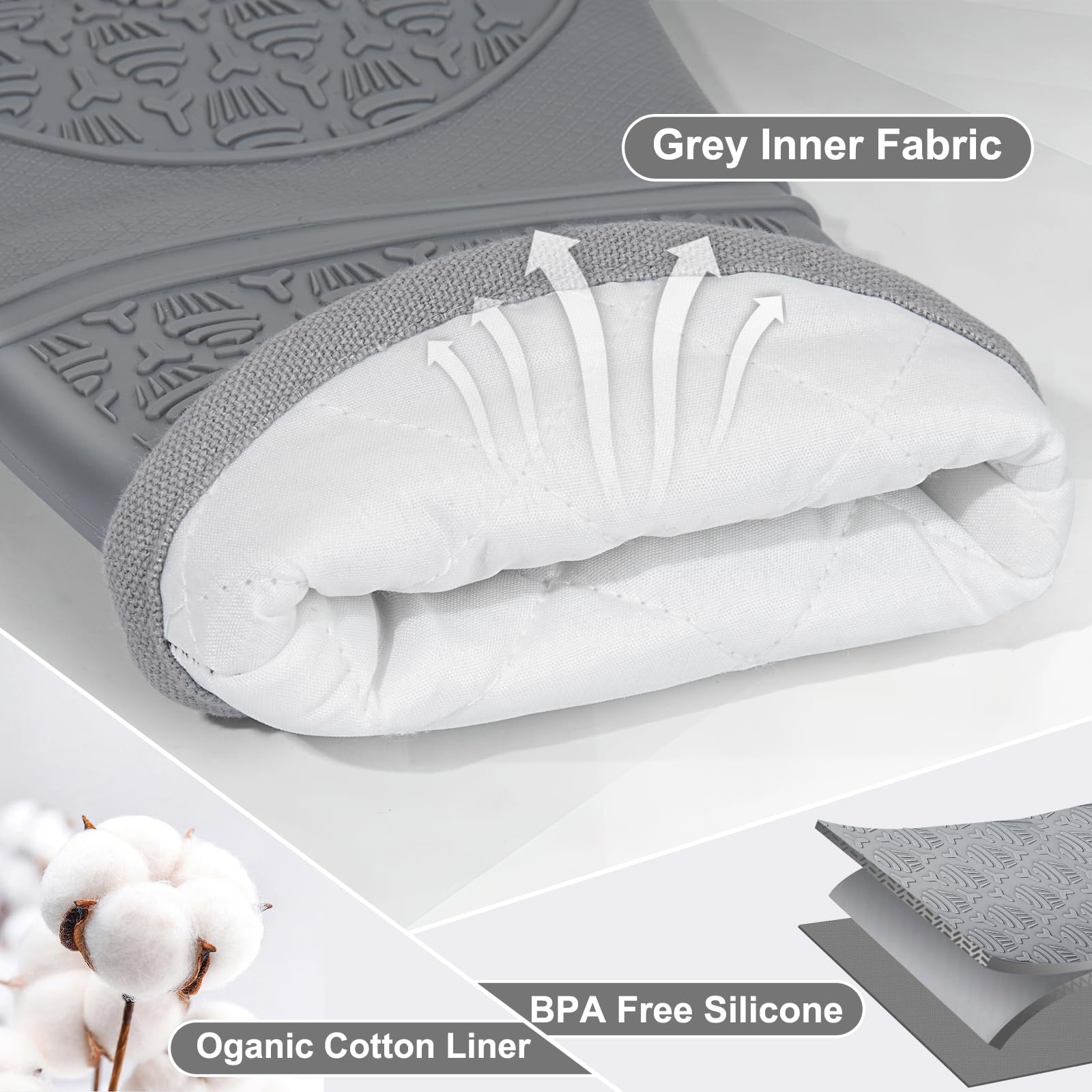 Gants De Four YBQZ Résistants à 300°C - Avec Manches Longues | Anti-dérapants Et Imperméables | Pour Barbecue Et Cuisson