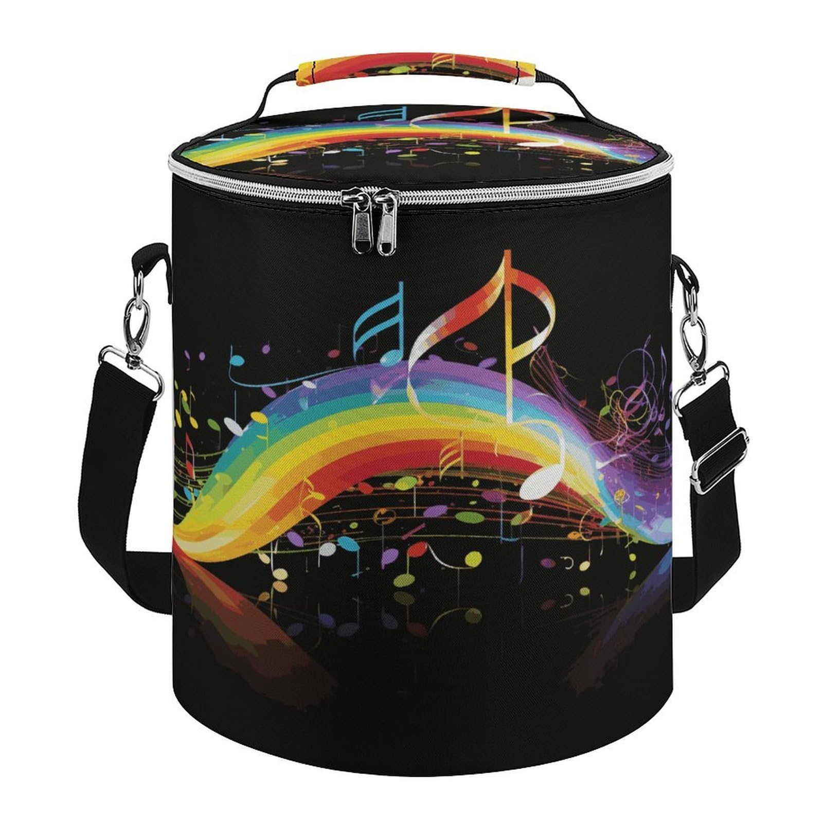 Borsa termica morbida con melodia di note musicali arcobaleno, multi-tasca, borsa da spiaggia isolata a prova di perdite, pieghevole, per spiaggia, viaggi, lavoro