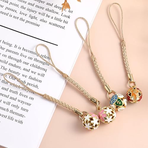 Miniatura 6 de Dije para teléfono 4 piezas de lindos colgantes de campana japonesa para teléfono, correa celular, dijes de células de flores, decoración
