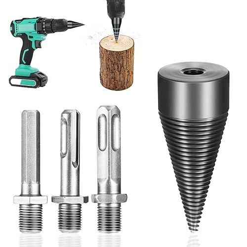 Brocas divisoras de madera de alta resistencia, atornillador de cono, extraíble, para leña, para taladros manuales, hexagonales, cuadrados, redondos