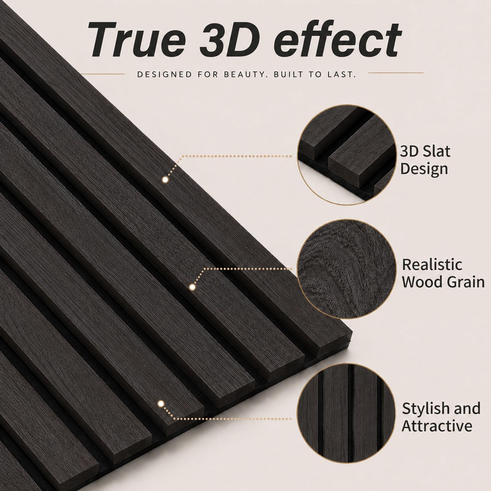 3D Akustikpaneele 40x40cmx3.5mm, 10 Stück Wandpaneele Holzoptik