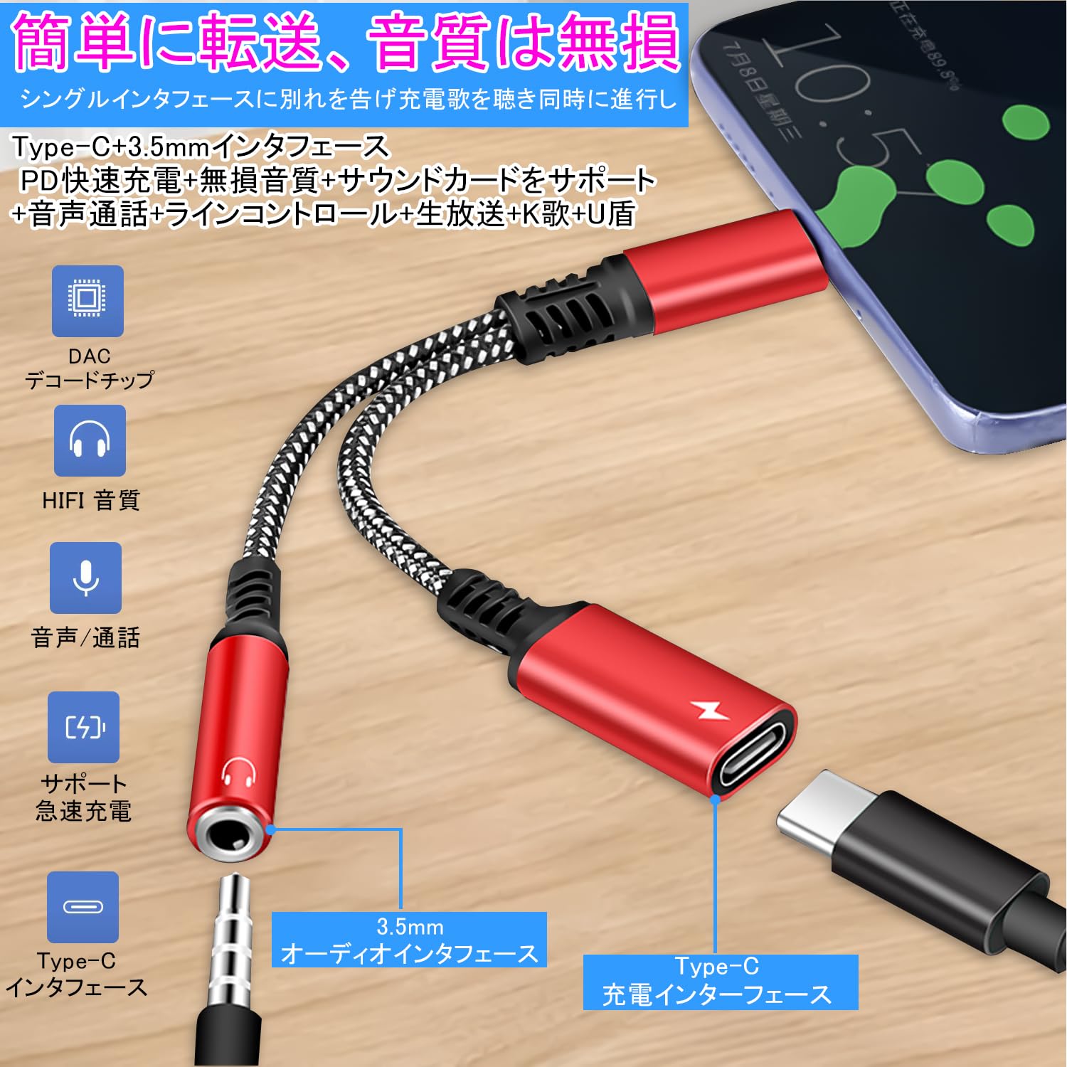 Amazon.co.jp: 2in1 タイプC イヤホン変換 アダプタ PD 60W急速充電 
