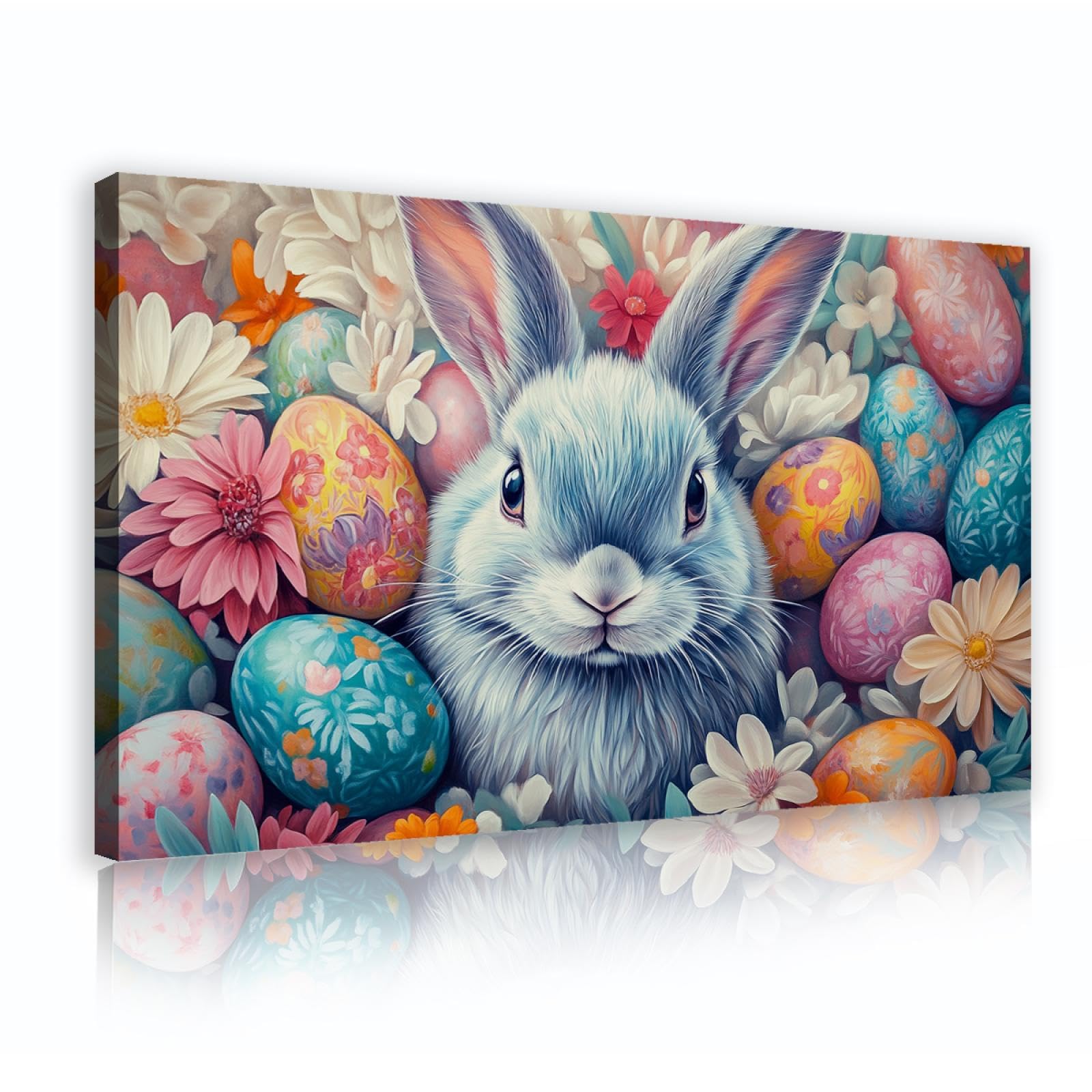 原画、キャンバス「イースターうさぎ」紫　－かわいい絵 原画、キャンバス「イースターうさぎ」紫 －かわいい絵 原画