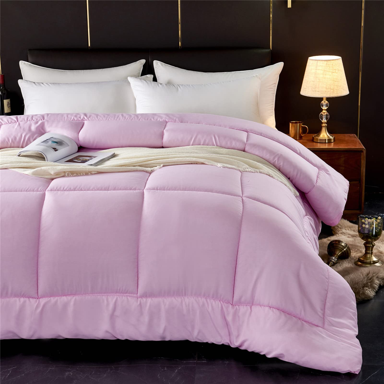 Couette 4 Saisons, Couette en Microfibre Edredon, Chaude Confort Légère Réversible Hypoallergénique Anti Acarien Couverture Hiver (Rose,150x200cm(1.5kg))