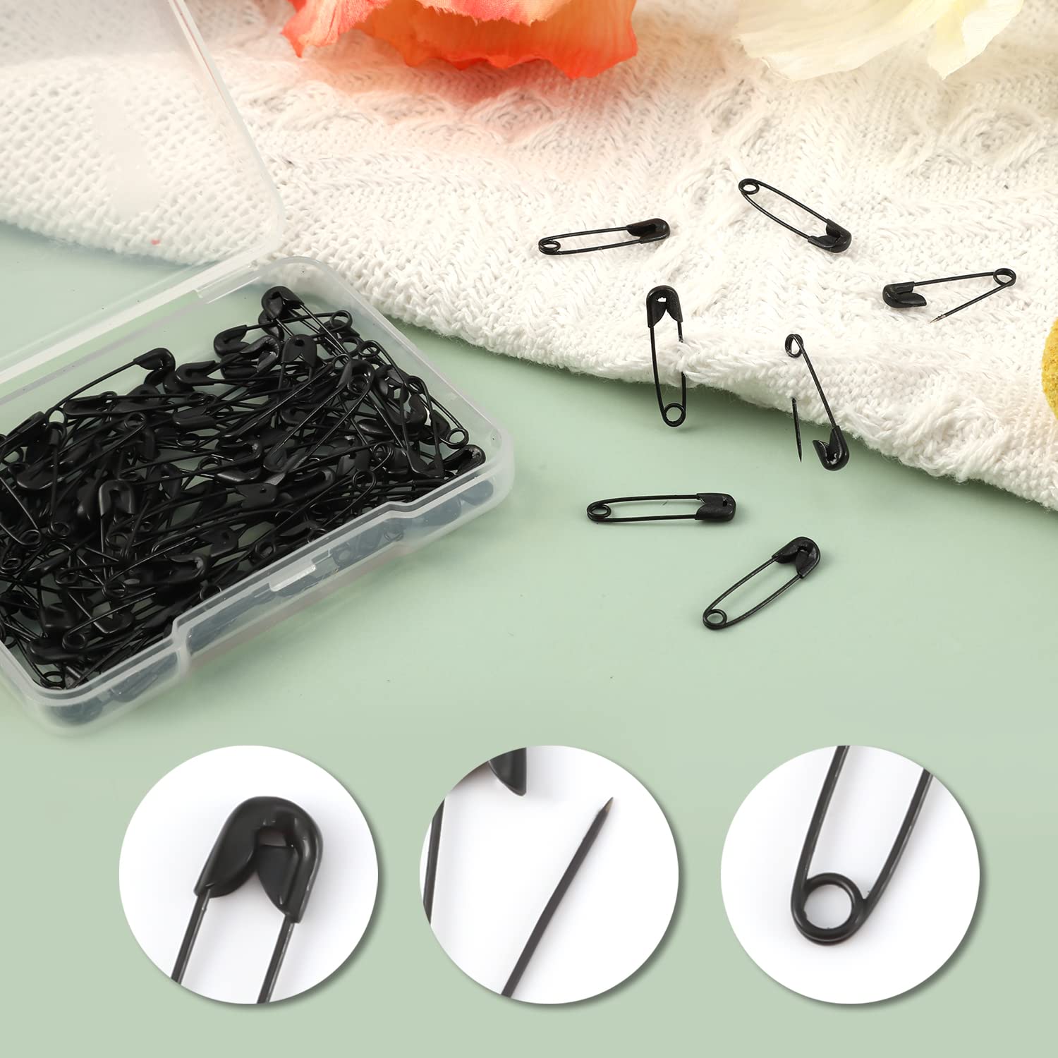 Lot De 120 épingles à Nourrice En Métal Noir Pour Tricot, Couture, Vêtements Et Loisirs Créatifs Avec Boîte De Rangement