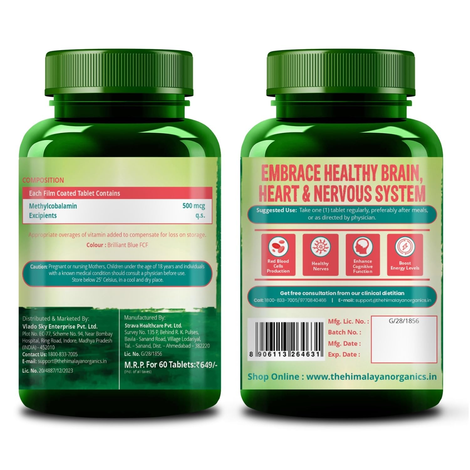Vlado's Himalayan Organics Vitamin B12 Supplements 500 mcg - Methylcobalamin B12 Vitamin Tablets for Men & Women - 60 Veg Tablets — Amazon image 9