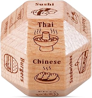 Wooden Food Decision Dices for Women Men - Stocking Stuffers Anniversary Birthday Gifts for Boyfriend Girlfriend Funny Date Night Dice, Dinner Decider Dice for Him Her Anniversary for Husband Wife