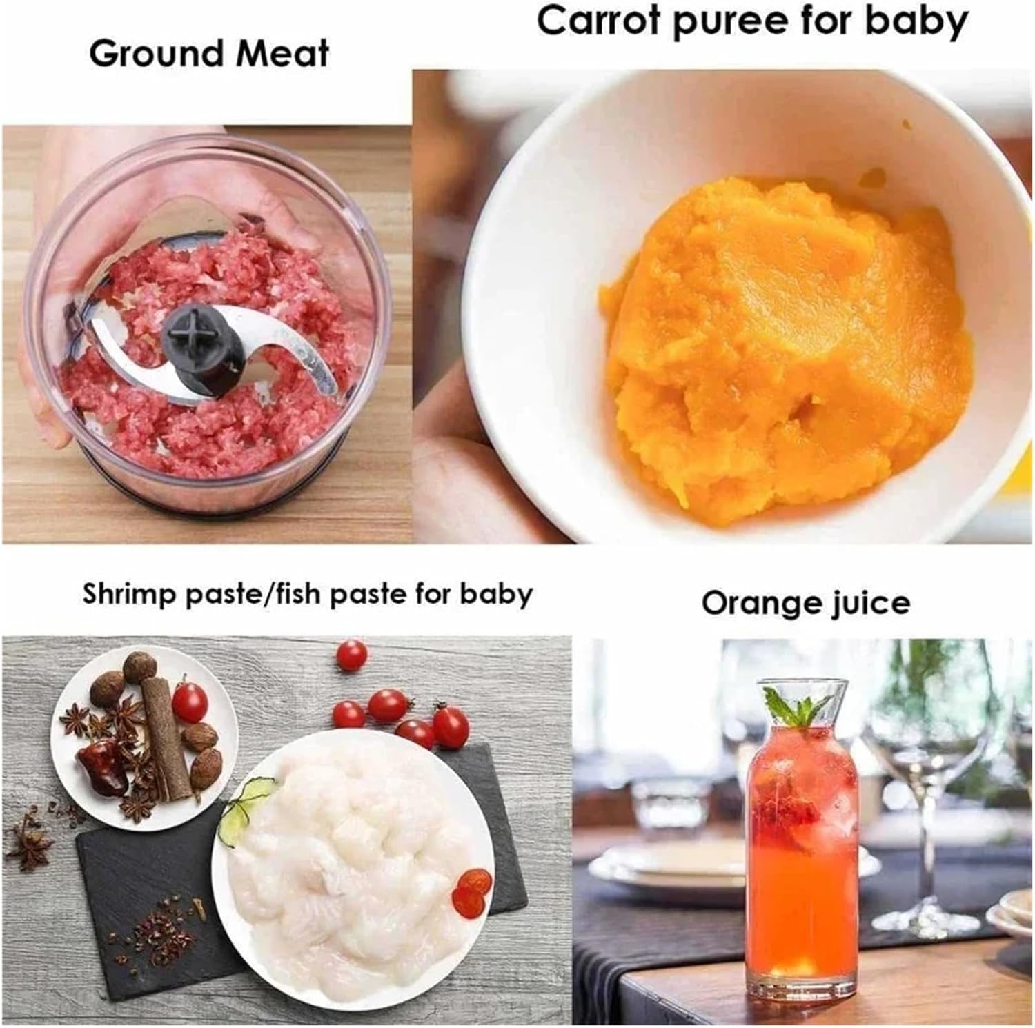 4-in-1 Electric Hand Mixer, 300W Multi-Functional Meat Grinder & Blender for Kitchen, Milkshakes, Cakes, Portable Food Processor with 3 Speed & Accessories