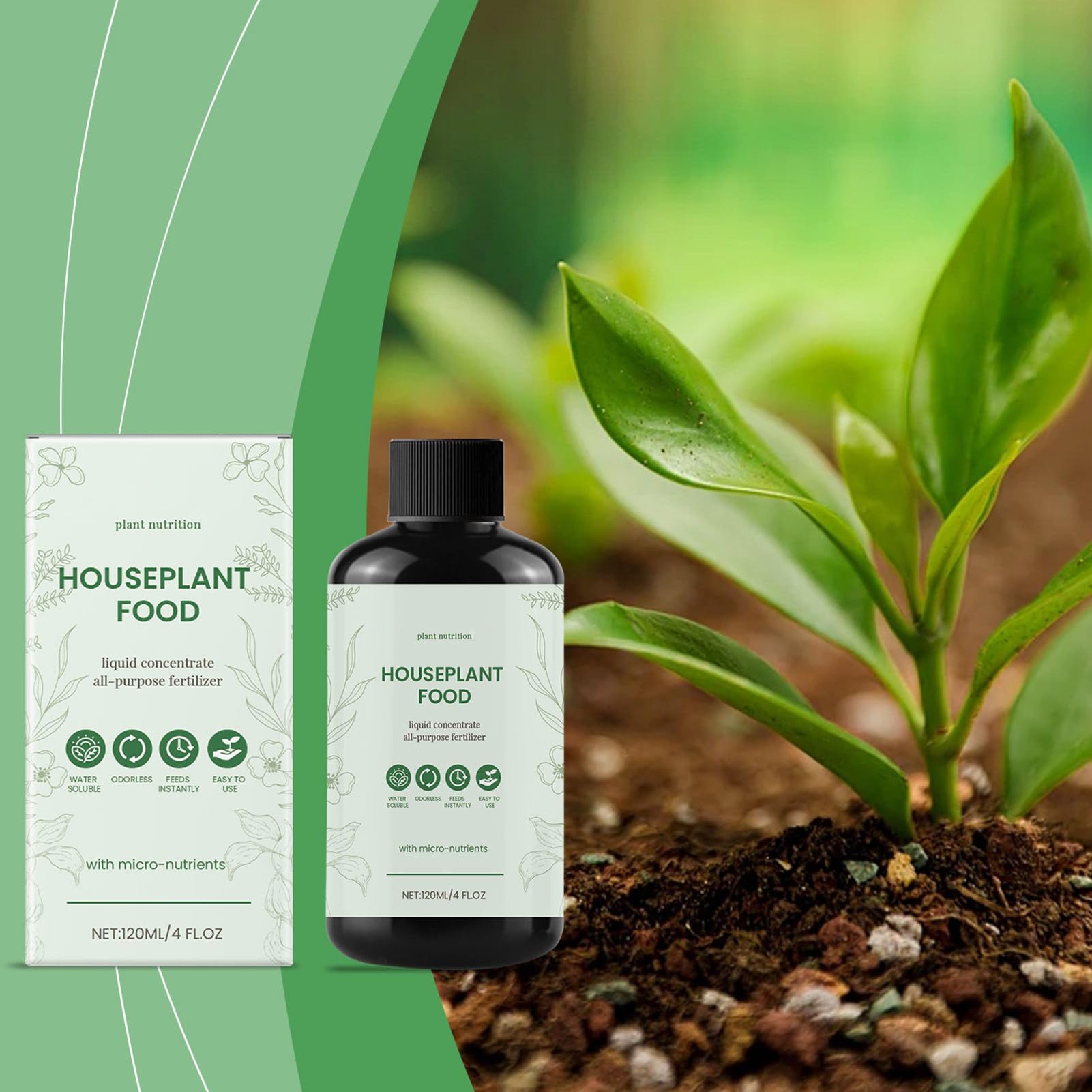 Plant Fertilizer, All Purpose Plant Food, 1.88x3.85 inch Safe Nutrient Solution, Efficient Growth Enhancer, Natural Floral Food for Garden, Lawn Care, Hydroponic Use