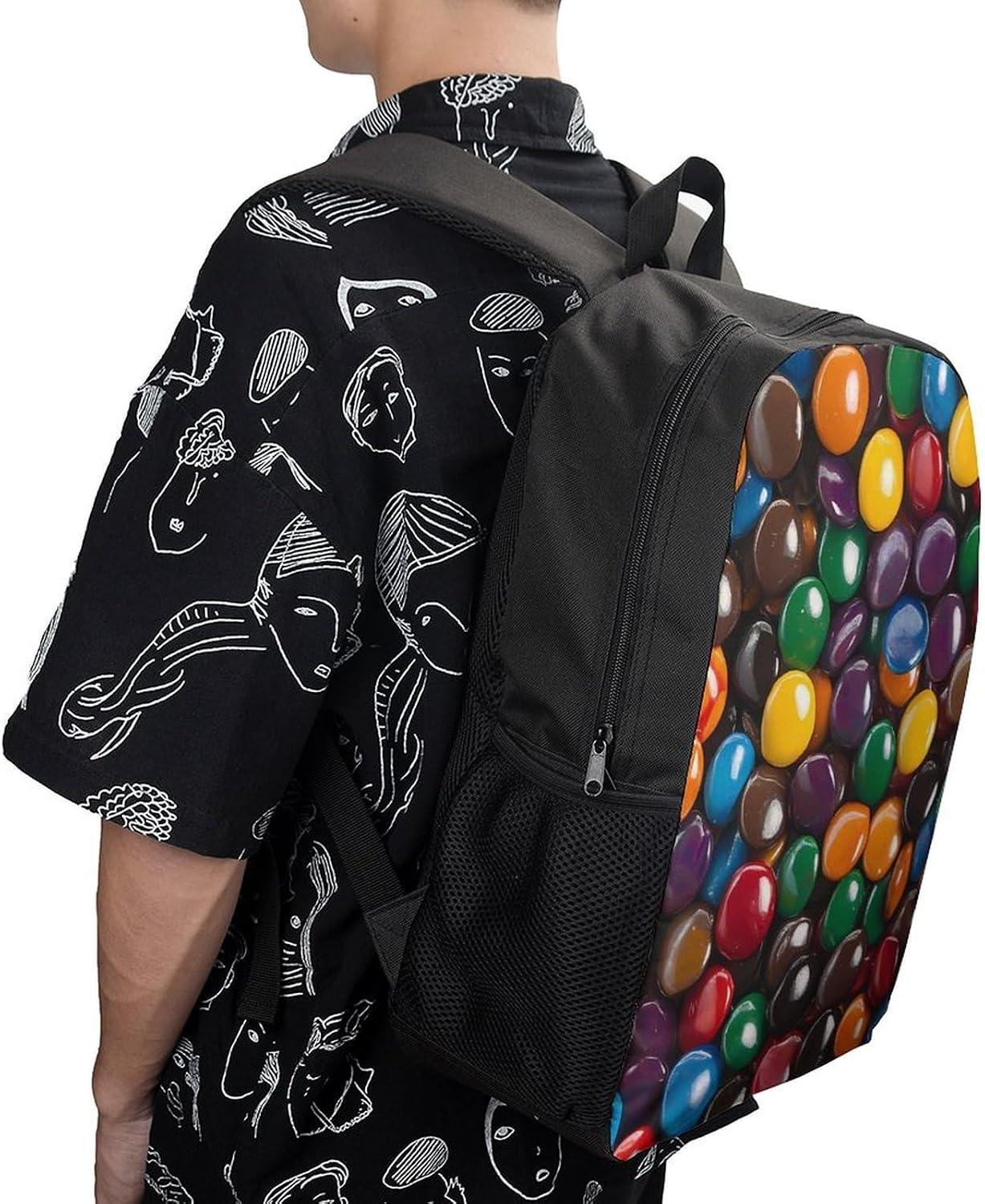 Candy Coated Chocolate Travel Backpack 17 Inch Casual Daypack Shoulder Bag with Adjustable Shoulder Straps