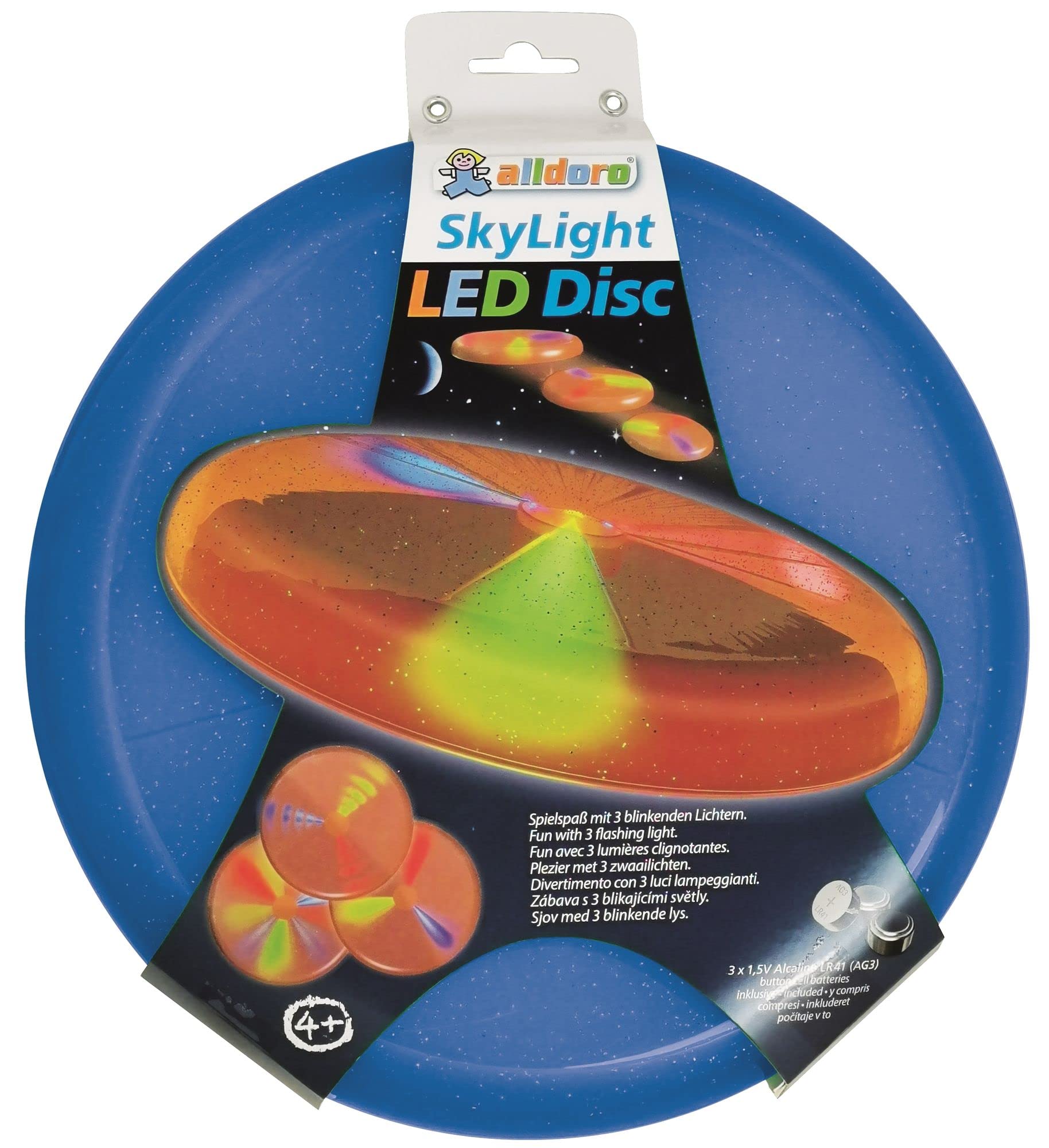 alldoro Sky Light, diámetro Aprox. Disco Frisbean de 27 cm con 3 LED para Playa, jardín y Exterior, Juego de Lanzamiento para niños a Partir de 4 años y Adultos, Color Naranja, (63019) — view 9