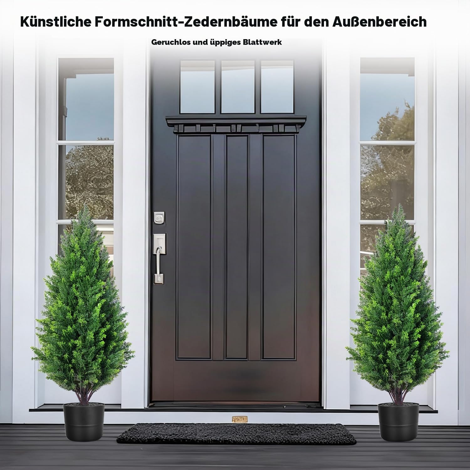 90cm hohe künstliche Zedernbäume im Topf 2er-Set, realistische immergrüne Formgehölze, UV-beständig & wetterfest, künstliche Topfpflanzen für Veranda, Garten, Balkon und Innendekoration