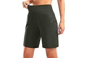 Women's High Waisted Bermuda Shorts with Zipper Pockets