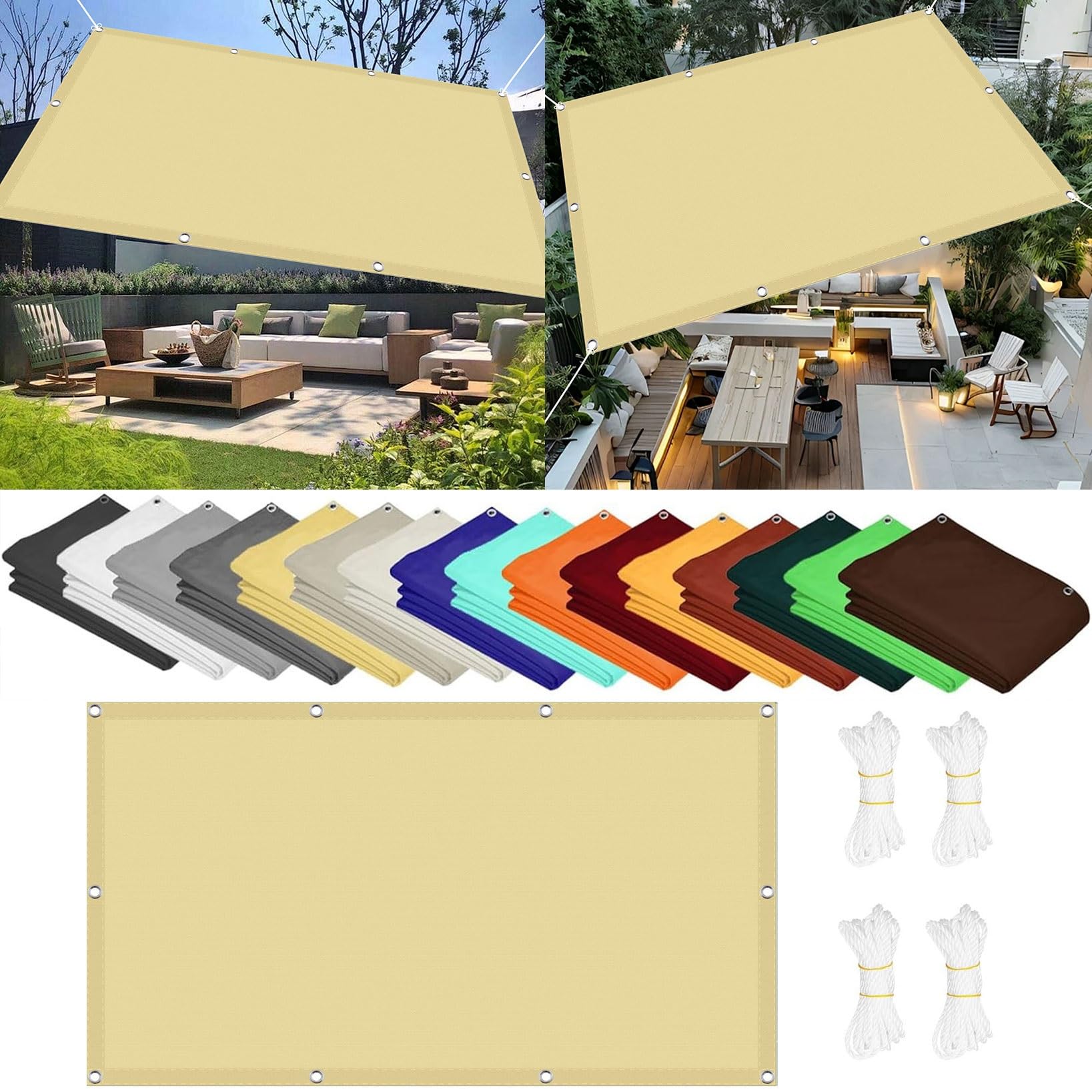 Voile d'ombrage crème de qualité supérieure 750 x 750 cm