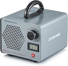 CREWORKS Ozone Generator, 15000 mg/h High Capacity Ozone Machine for Car Home Smoke Pet Odor Removal, Commercial Ozone Odor Eliminator Air Purifier with Timer Display for 300 m² Room