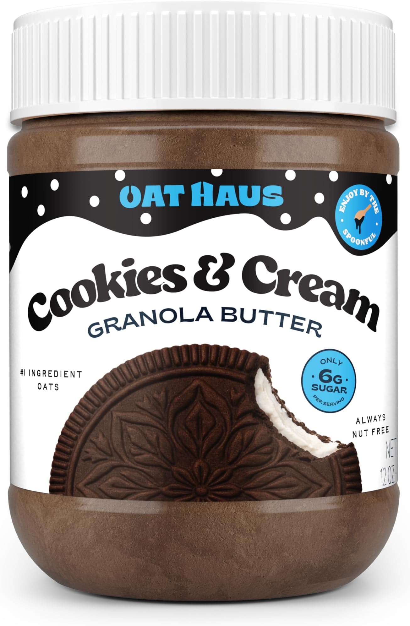 Oat Haus Cookies And Cream Granola Butter | Peanut-free, Almond (Tree-Nut) Free, & School-Safe (Top 8 Allergen Free) | Cookie Butter Alternative