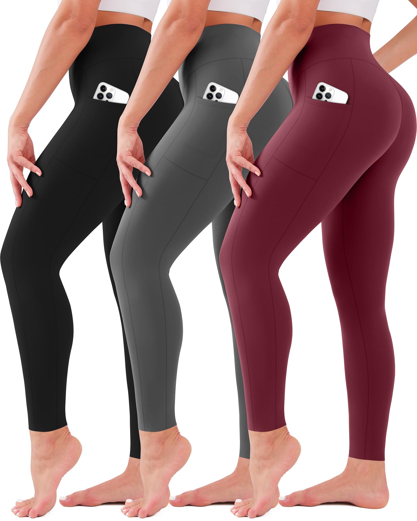 SUNCLOVE Paquete de 3 Leggings para Mujer, Cintura Alta, no se transparentan, Control de Abdomen, Pantalones de Yoga Suaves para Mujer, Leggings de Entrenamiento atlético para Correr